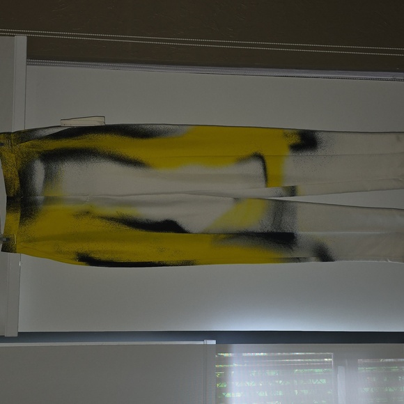 BNWT !! Alexander McQueen Mushroom Spores Yellow B & W Spray Paint Pant sz IT 40 - Picture 9 of 15